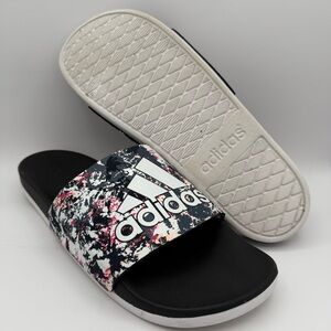 Womens Adidas Adilette Comfort Black White Pink Multicolor Slide Sandals Size 11